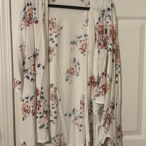 Maurices Cream Floral Kimono